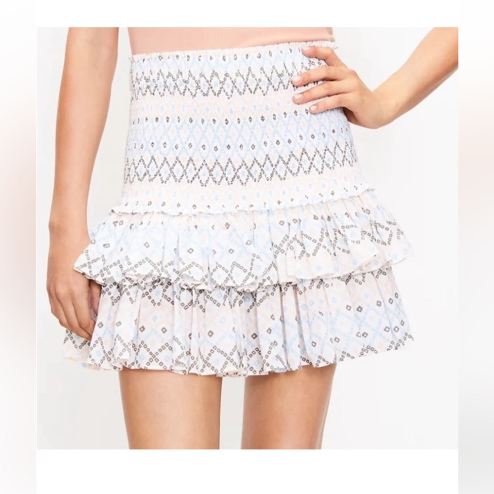 LOFT Smocked Tiered High Waist Mini Skirt XL
